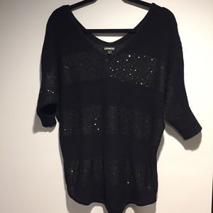 Express off-the-shoulder sequin top